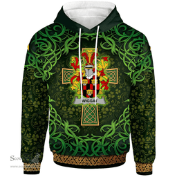 ScotsTee Shop Irish Wiggat Coat of Arms Family Crest Ireland Hoodie Celtic Cross Shamrock Patterns