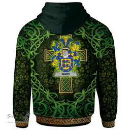 ScotsTee Shop Irish Ware Coat of Arms Family Crest Ireland Hoodie Celtic Cross Shamrock Patterns