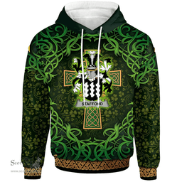 ScotsTee Shop Irish Stafford Coat of Arms Family Crest Ireland Hoodie Celtic Cross Shamrock Patterns