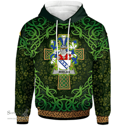 ScotsTee Shop Irish Whelan Coat of Arms Family Crest Ireland Hoodie Celtic Cross Shamrock Patterns