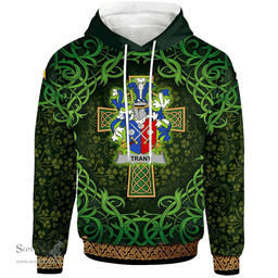 ScotsTee Shop Irish Trant or Trent Coat of Arms Family Crest Ireland Hoodie Celtic Cross Shamrock Patterns