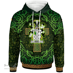 ScotsTee Shop Irish Quill Coat of Arms Family Crest Ireland Hoodie Celtic Cross Shamrock Patterns