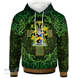 ScotsTee Shop Irish Wright Coat of Arms Family Crest Ireland Hoodie Celtic Cross Shamrock Patterns