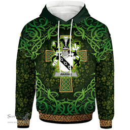 ScotsTee Shop Irish Waring Coat of Arms Family Crest Ireland Hoodie Celtic Cross Shamrock Patterns