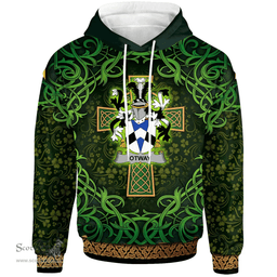 ScotsTee Shop Irish Otway Coat of Arms Family Crest Ireland Hoodie Celtic Cross Shamrock Patterns