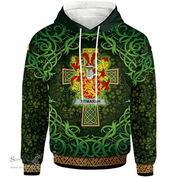 ScotsTee Shop Irish Titmarsh Coat of Arms Family Crest Ireland Hoodie Celtic Cross Shamrock Patterns
