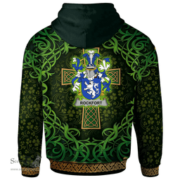 ScotsTee Shop Irish Rockfort Coat of Arms Family Crest Ireland Hoodie Celtic Cross Shamrock Patterns