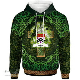 ScotsTee Shop Irish Wren or Wrenn Coat of Arms Family Crest Ireland Hoodie Celtic Cross Shamrock Patterns