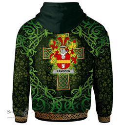 ScotsTee Shop Irish Ramsden Coat of Arms Family Crest Ireland Hoodie Celtic Cross Shamrock Patterns