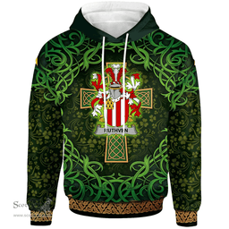 ScotsTee Shop Irish Ruthven Coat of Arms Family Crest Ireland Hoodie Celtic Cross Shamrock Patterns