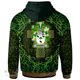 ScotsTee Shop Irish Sharkey or O'Sharkey Coat of Arms Family Crest Ireland Hoodie Celtic Cross Shamrock Patterns