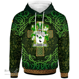 ScotsTee Shop Irish Sharkey or O'Sharkey Coat of Arms Family Crest Ireland Hoodie Celtic Cross Shamrock Patterns