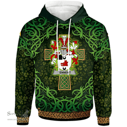 ScotsTee Shop Irish Tennent Coat of Arms Family Crest Ireland Hoodie Celtic Cross Shamrock Patterns