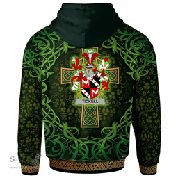 ScotsTee Shop Irish Tickell Coat of Arms Family Crest Ireland Hoodie Celtic Cross Shamrock Patterns