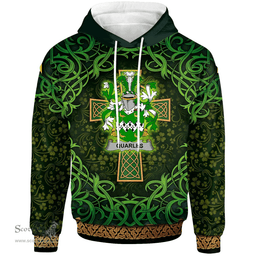 ScotsTee Shop Irish Quarles Coat of Arms Family Crest Ireland Hoodie Celtic Cross Shamrock Patterns