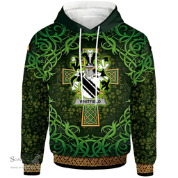 ScotsTee Shop Irish Whitfield Coat of Arms Family Crest Ireland Hoodie Celtic Cross Shamrock Patterns
