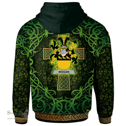 ScotsTee Shop Irish Wogan Coat of Arms Family Crest Ireland Hoodie Celtic Cross Shamrock Patterns