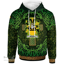 ScotsTee Shop Irish Wogan Coat of Arms Family Crest Ireland Hoodie Celtic Cross Shamrock Patterns