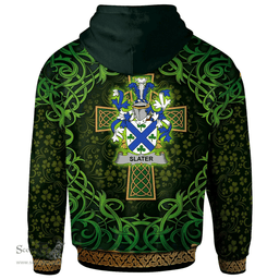ScotsTee Shop Irish Slater or Slator Coat of Arms Family Crest Ireland Hoodie Celtic Cross Shamrock Patterns