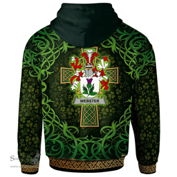 ScotsTee Shop Irish Webster Coat of Arms Family Crest Ireland Hoodie Celtic Cross Shamrock Patterns