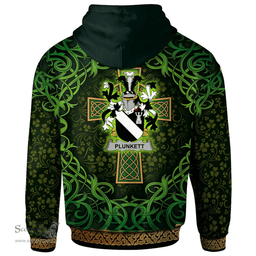 ScotsTee Shop Irish Plunkett Coat of Arms Family Crest Ireland Hoodie Celtic Cross Shamrock Patterns