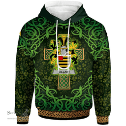 ScotsTee Shop Irish Tallant or Tallon Coat of Arms Family Crest Ireland Hoodie Celtic Cross Shamrock Patterns