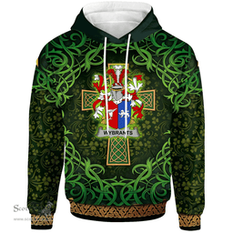 ScotsTee Shop Irish Wybrants Coat of Arms Family Crest Ireland Hoodie Celtic Cross Shamrock Patterns