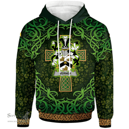 ScotsTee Shop Irish Verner Coat of Arms Family Crest Ireland Hoodie Celtic Cross Shamrock Patterns