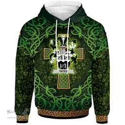 ScotsTee Shop Irish Yeates Coat of Arms Family Crest Ireland Hoodie Celtic Cross Shamrock Patterns