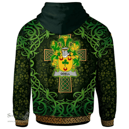 ScotsTee Shop Irish Odell Coat of Arms Family Crest Ireland Hoodie Celtic Cross Shamrock Patterns