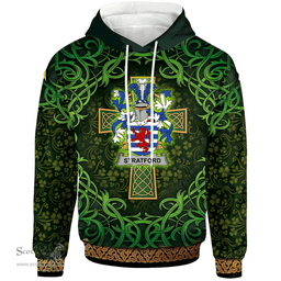 ScotsTee Shop Irish Stratford Coat of Arms Family Crest Ireland Hoodie Celtic Cross Shamrock Patterns