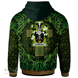 ScotsTee Shop Irish Rawlins Coat of Arms Family Crest Ireland Hoodie Celtic Cross Shamrock Patterns