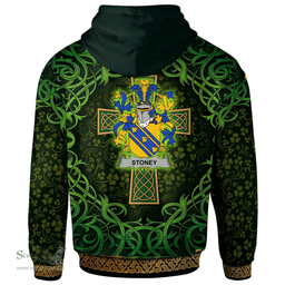 ScotsTee Shop Irish Stoney Coat of Arms Family Crest Ireland Hoodie Celtic Cross Shamrock Patterns