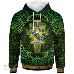 ScotsTee Shop Irish Stoney Coat of Arms Family Crest Ireland Hoodie Celtic Cross Shamrock Patterns