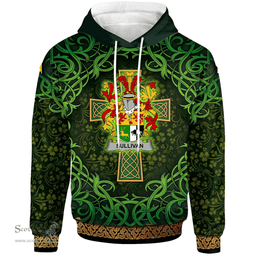 ScotsTee Shop Irish Sullivan or O'Sullivan Coat of Arms Family Crest Ireland Hoodie Celtic Cross Shamrock Patterns