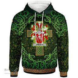 ScotsTee Shop Irish Shevlin Coat of Arms Family Crest Ireland Hoodie Celtic Cross Shamrock Patterns