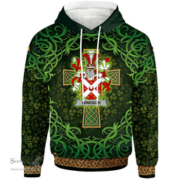 ScotsTee Shop Irish Windsor Coat of Arms Family Crest Ireland Hoodie Celtic Cross Shamrock Patterns