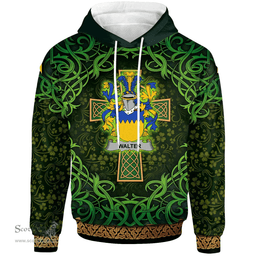 ScotsTee Shop Irish Walter Coat of Arms Family Crest Ireland Hoodie Celtic Cross Shamrock Patterns