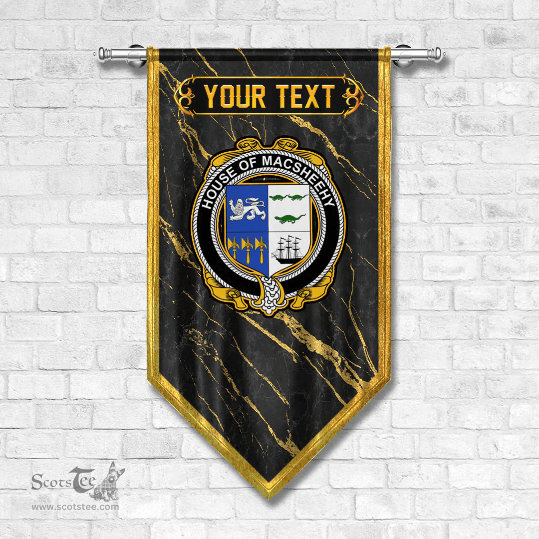 ScotsTee Shop Irish House of MACSHEEHY Coat of Arms Irish Family Crest Irish Gonfalon