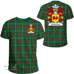 ScotsTee Shop Welsh Antonius (AP SEIRIOL AP GORWST) Coat of Arms Family Crest Wales T Shirt Welsh National Tartan T Shirt
