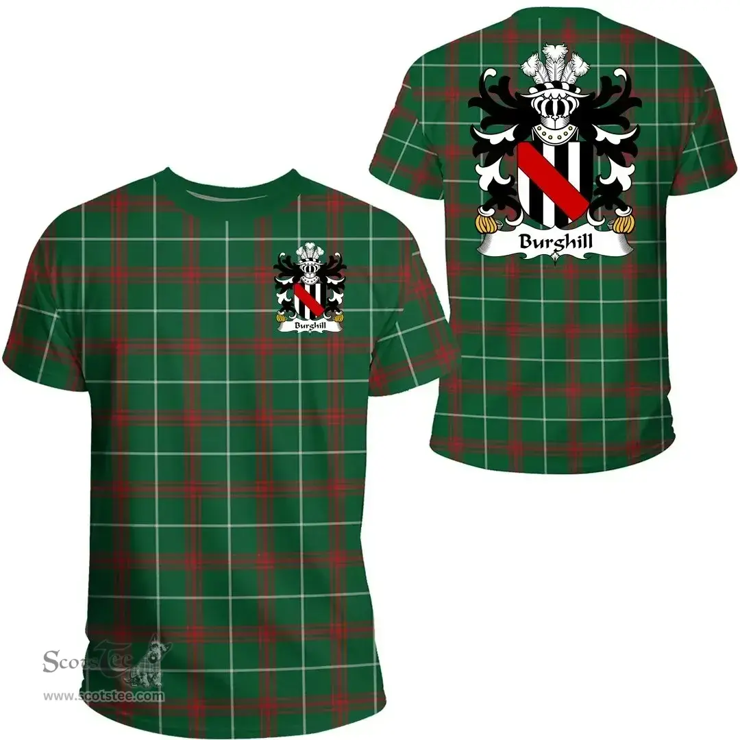 ScotsTee Shop Welsh Burghill (Lord of Crickhowell) Coat of Arms Family Crest Wales T Shirt Welsh National Tartan T Shirt