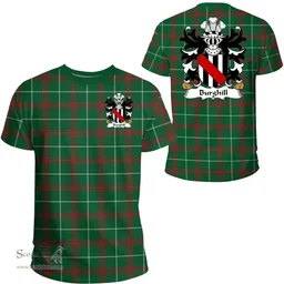 ScotsTee Shop Welsh Burghill (Lord of Crickhowell) Coat of Arms Family Crest Wales T Shirt Welsh National Tartan T Shirt