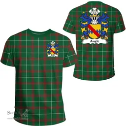 ScotsTee Shop Welsh Angle (Pembrokeshire) Coat of Arms Family Crest Wales T Shirt Welsh National Tartan T Shirt