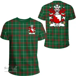 ScotsTee Shop Welsh Boyle (Herefordshire, m. Hywel Gwyn) Coat of Arms Family Crest Wales T Shirt Welsh National Tartan T Shirt