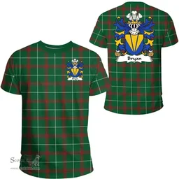 ScotsTee Shop Welsh Bryan (Lord of Laugharne, Carmanthenshire) Coat of Arms Family Crest Wales T Shirt Welsh National Tartan T Shirt