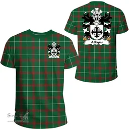 ScotsTee Shop Welsh Atkyns (of Cardigan) Coat of Arms Family Crest Wales T Shirt Welsh National Tartan T Shirt