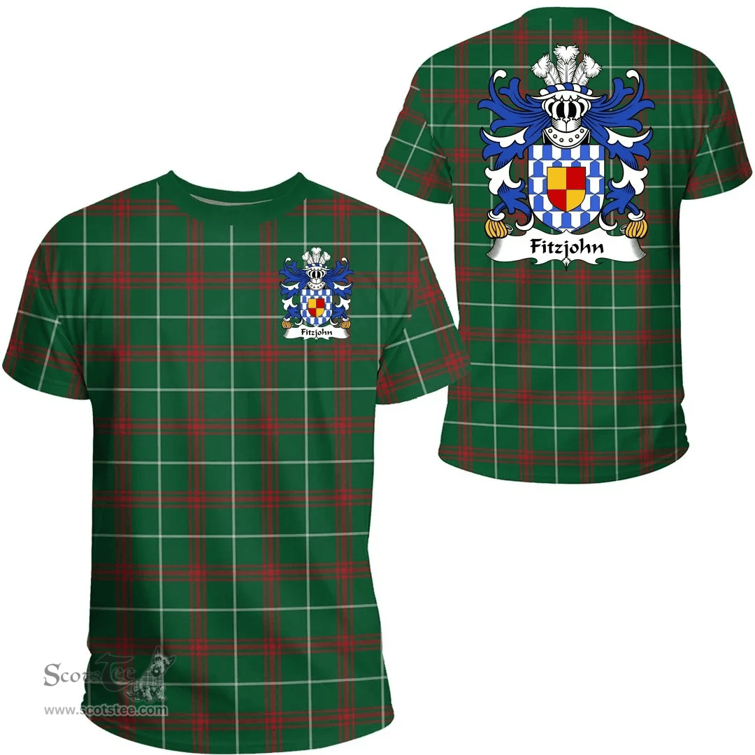ScotsTee Shop Welsh Fitzjohn Coat of Arms Family Crest Wales T Shirt Welsh National Tartan T Shirt