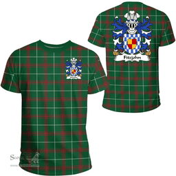 ScotsTee Shop Welsh Fitzjohn Coat of Arms Family Crest Wales T Shirt Welsh National Tartan T Shirt
