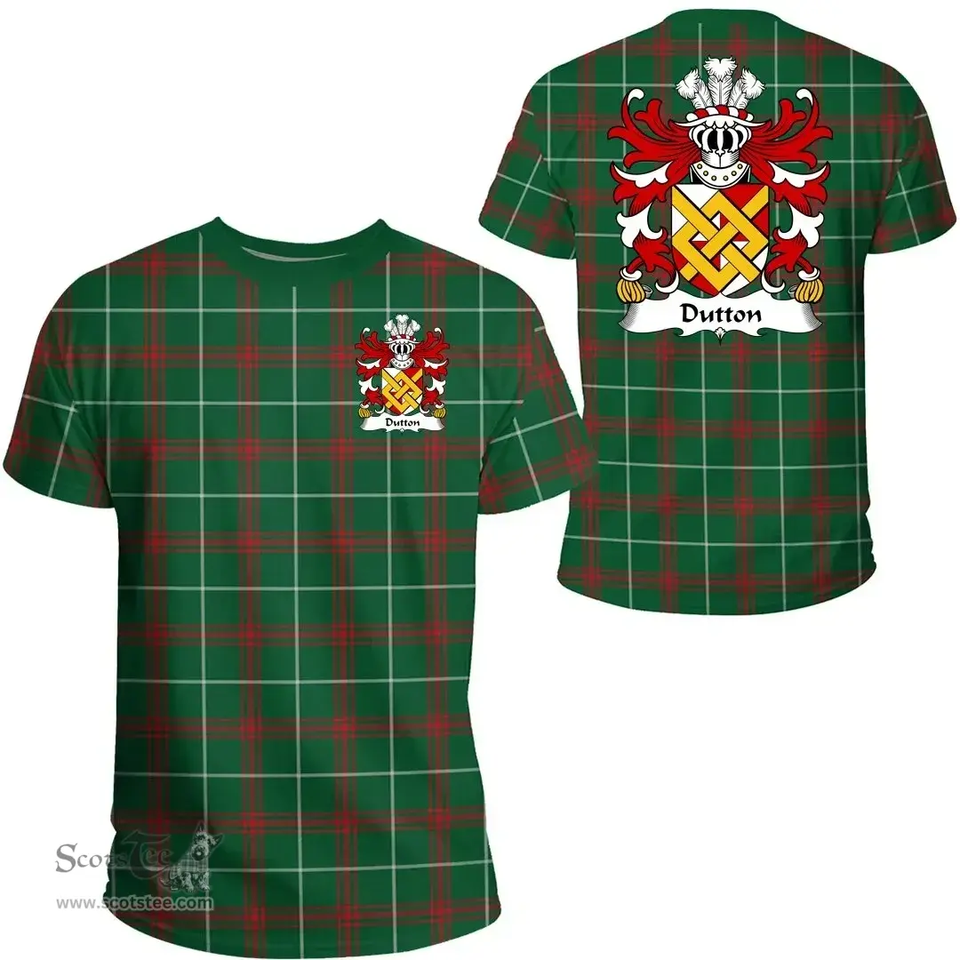 ScotsTee Shop Welsh Dutton (of Dutton of Cheshire) Coat of Arms Family Crest Wales T Shirt Welsh National Tartan T Shirt