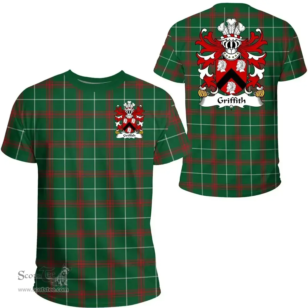 ScotsTee Shop Welsh Griffith (of Penrhyn, descended from Gwilym ) Coat of Arms Family Crest Wales T Shirt Welsh National Tartan T Shirt